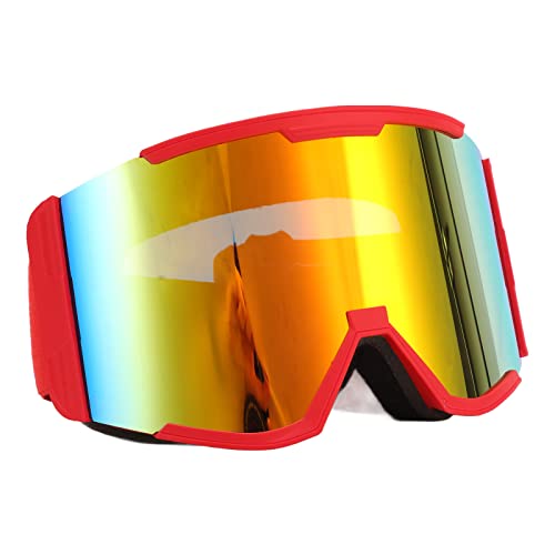 CUTULAMO-Skibrille-Air-Flow-System-doppellagige-Glaeser-Anti-Beschlag-Schneebrille-fuer-Skaten-roter-Rahmen-rote-Linse