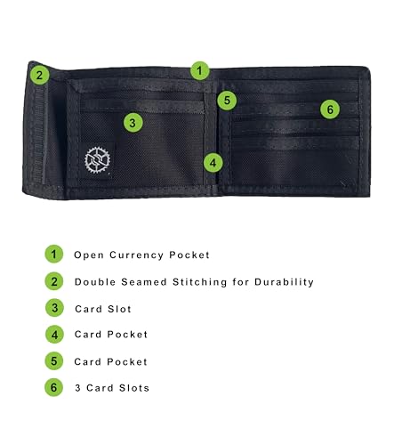 Sprocket Compact Nylon Bifold Wallet for Men (Black)3