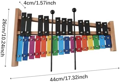 MEYZJRC Children Music Xylophone Glockenspiel Metallophone Percussion Instrument Musical Toy with Full Scale and Comfortable Touch Iron Keys and mallets , Black Multi — view 3