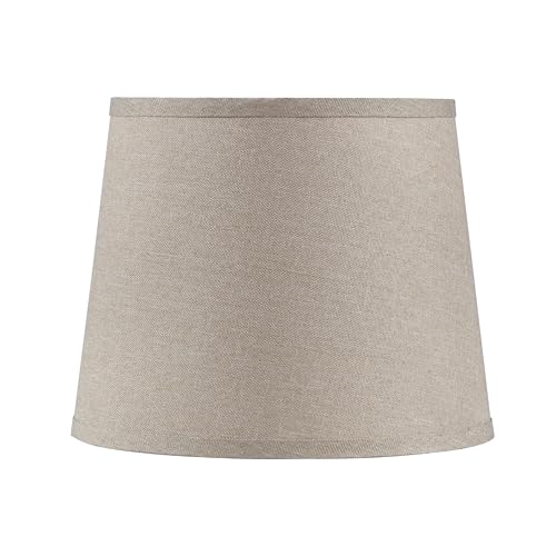 Image of Aspen Creative 38015, K /D Hardback Empire Transitional Collapsible Spider Shade, 9 inch Top x 11 inch Bottom x 9 inch Slant, Medium Brown Linen With Black Trim