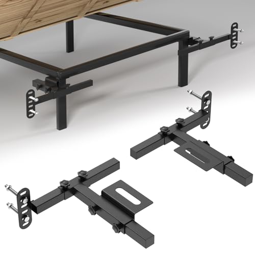 RCZZSUWE Universal Adjustable Headboard Brackets for Metal Bed Frame - Upgrade Movable Design Heavy Duty Steel Welded Bed Frame Brackets Footboard Extension Kit for Twin/Full/Queen/King