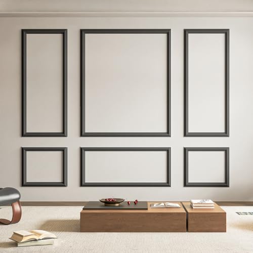 Image of Art3d Pre-Cut Wall Molding Set of 6 pcs, 3 Top 3 Bottom, Black