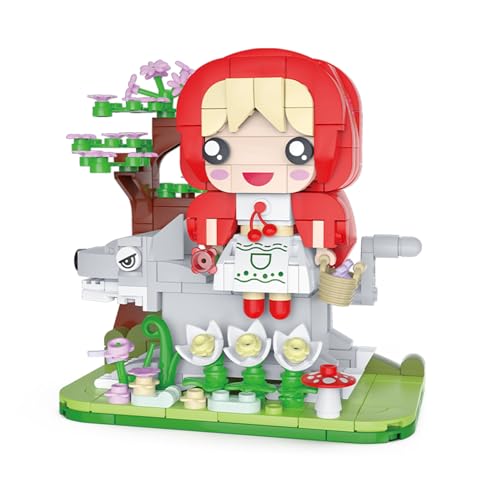 Oichy Building Block Sets, Fairytale Series Music Box Building Blocks DIY Construction Toys Home Office Decoration Gifts for Adults and Kid (Girl and Gray Wolf)