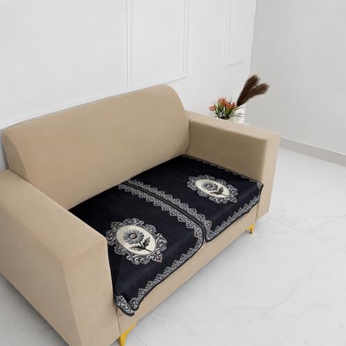 Image of Homerz Premium 'Maharaja Paradise Series' Sofa Cover | Net Fabric Sofa Cover | Washable, Anti-Dust Backed & Wrinkle Resistant Cover (Regal Flower, 2 Seater, Only Seat Cover)