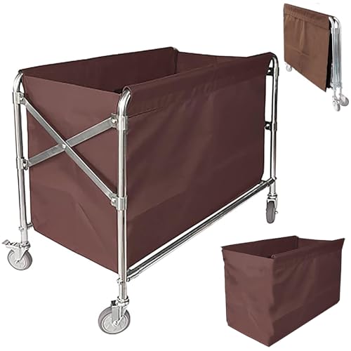 Chariot à linge robuste de 400L pliable avec roulettes et cadre acier pour buanderie