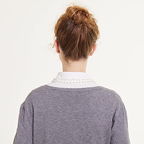 Shinywear Fake Collar Detachable Blouse Pearl Dickey Collar Chiffon Half Shirts Faux False Collar for Women Girls4