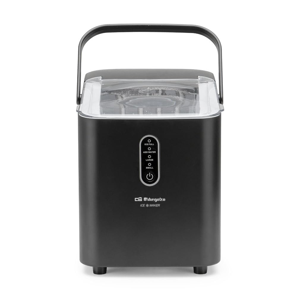 Suinga Máquinas para Hacer Hielo, Maquina de Hielo Portátil y Autolimpiante con Mango, Equipado con Hielo Pala de Puede Colocar Boca Abajo, 8 Cubitos Hielo Tipo Balas/6-8 Minutos, 12Kg/24h