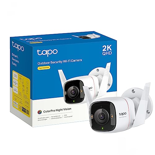 Tapo C325WB 2K QHD Security Camera Outdoor Wireless & Wired, F1.0 Super-aperture Lens, No Monthly Fee, AI Detection