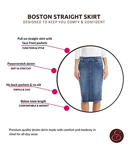 Esteez Blue Denim Skirts For Women Knee Length - Blue Jean Skirts For Women Long Length - Elstaroa Denim Skirt - Jean Pencil Skirt - Denim Pencil Skirt - Boston (Ex802182 Class Blue 10) #TOP2