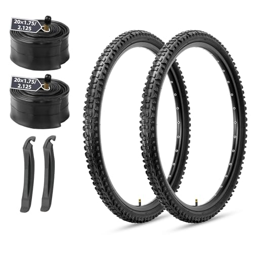 MOHEGIA 2本セット 20x1.95インチ 自転車タイヤ: マウンテンバイク 交換タイヤ 50-406 - パンク防止 折りたたみ式 MTB オフロードバイクに対応 - 米式チューブ レバー付き