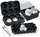 Múltiples Formas y Tamaños: Nuestros moldes de hielo contienen 3 piezas, hexagonales esféricas, cúbicas y en forma de panal. Tienen diferentes tamaños y producen cubitos de hielo de diferentes tamaños y formas. Ya sea whisky, cóctel o cola, se pueden combinar con cubitos de hielo adecuados para un verano fresco.