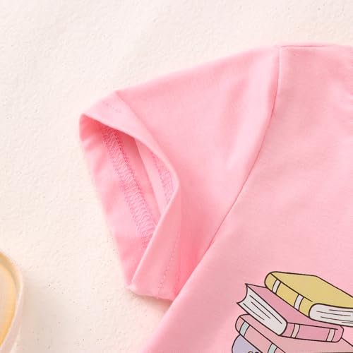 KEKEMI Toddler Girl First Day of School Shirts Kindergarten Bow T-Shirt Kid Back to School Outfits Cute Preschool Tees 3-8Y 6
