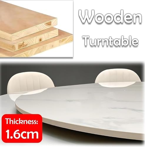 Lazy Susan redonda de madera blanca que soluciona el alcance de platos en mesas grandes 6