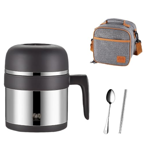 1500 Ml, Contenitore Porta Pranzo, Sacchetto Termico, Scatola Portapranzo Impilabile A Tre Strati A Prova di Perdite, Set di Utensili Incorporato, Adatta per Lavoro, Scuola, Picnic(Gray)