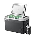 F40C4TMP 30 Quart 12V Portable Refrigerator(-8?~50?) with 220Wh Portable Power Station, 28L Car Fridge 12 Volt Freezer and Backup Battery