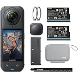 Insta360 X5 Essentials Bundle-8K Waterproof 360 Action Camera|Bundle Includes Selfie Stick, Extra Battery, Utility Fast Charge Case, Standard Lens Guards, Lens Cap, Carry Case