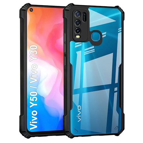 Image of Zapcase Back Case Cover for Vivo Y30 / Vivo Y50 | Compatible for Vivo Y30 / Vivo Y50 Back Cover | Clear Case with Camera Protection | (TPU + PC | Matte Black)