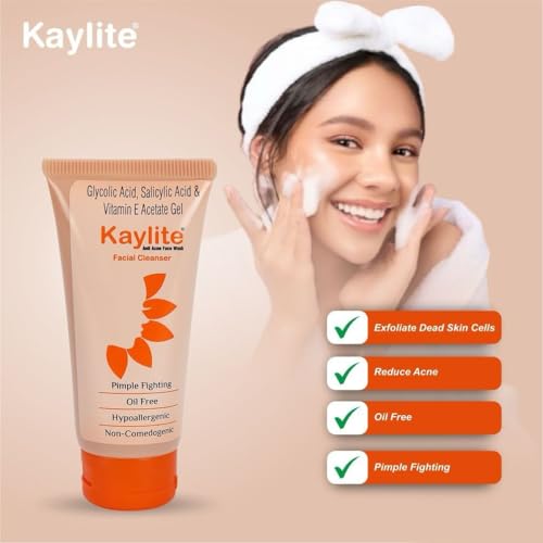 Image of Kaylite Facial Cleanser | Anti Acne Face Wash | Salicylic acid and vitamin E-Acetate Gel | Oil Free for Women & Men (Pack of 5) 300 ML