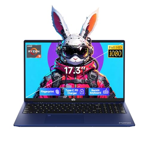 NIMO 17.3" FHD Gaming Laptop, Ryzen 5 6600H 16GB DDR5 RAM 512GB SSD (Beat i7-1165G7, 6-Core up to 4.5GHz) Radeon 660M Graphics C