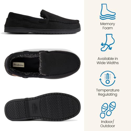 Image of Dearfoams Men's Keaton Moccasin House Shoes With Memory Foam, Indoor Slippers With Wide Widths