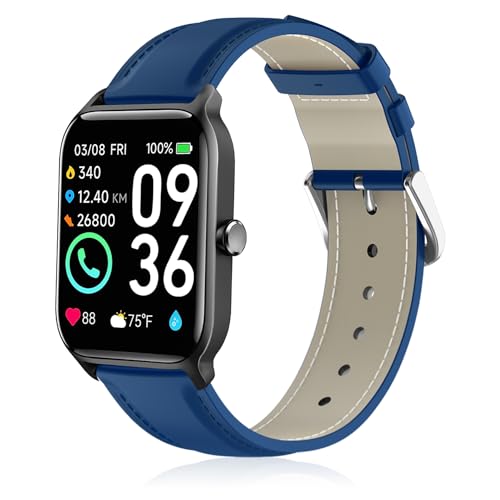 Lzwldan Genuine Leather Watch Band Compatible with Woneligo/Fitpolo Smart Watch IDW13,Soft Leather Replacement Wristband for FITVII H56/ID208Plus/Gydom/ENOMIR/Amzhero/TOOBUR/MILOUZ/Tensky IDW19 Watch by Lzwldan - Used condition - US$7.72
