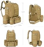 EZshoot Tactical Backpack 60L Military Army Rucksack Large Survival Molle Day Pack for Men Women, Detachable Outdoor Bag