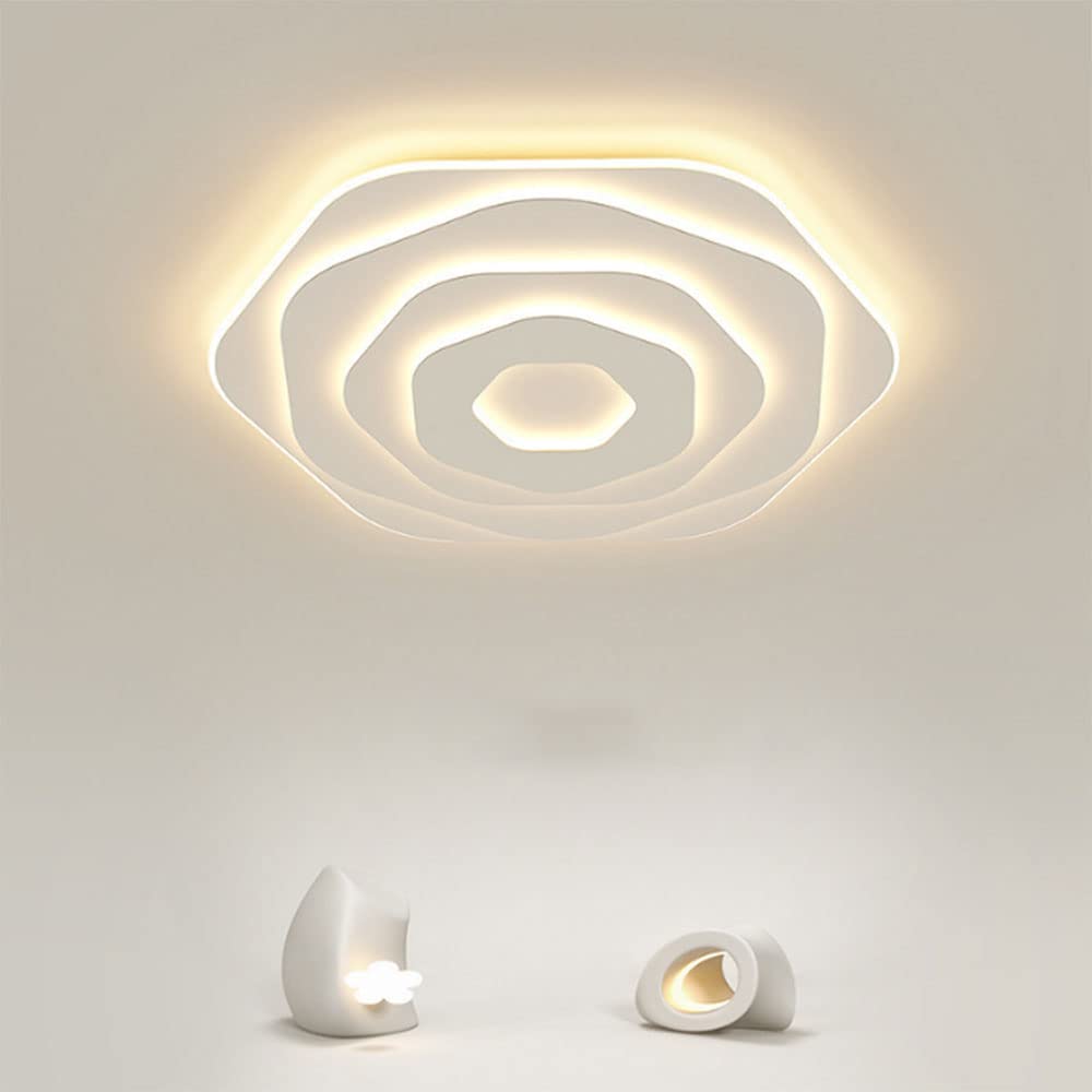 CUNTO Plafoniera in acrilico dimmerabile con telecomando, lampada moderna a LED, plafoniera vicina al soffitto, lampadario moderno compatibile con camera da letto, cucina, cameretta dei bambini,