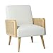 Produktbild HIC High in the clouds Loungesessel Sessel Beige relaxsessel mit Rattan Armlehne für Wohnzimmer und Schlafzimmer 64.5W X 74D X 83H cm Polsterstuhl Beige