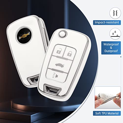 YO&YOYE for Chevy Key Fob Cover with Keychain, Soft TPU Key Case Protection Fit for Chevrolet Equinox Camaro Cruze Malibu Sonic Smart Key Case — view 3