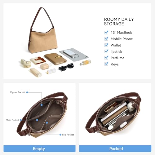 Image of BOSTANTEN Suede and Vegan Leather Purses for Women Roomy Shoulder Handbag