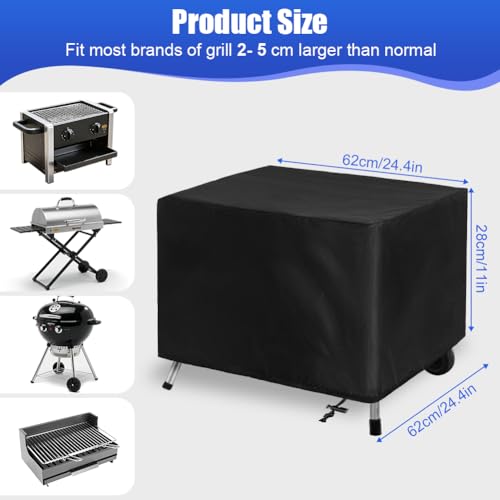 OFFCUP Grillabdeckung Wetterfest, Grill Abdeckhaube, 210D Oxford, Gasgrill Grillabdeckung Abdeckplane Reißfest BBQ Cover, Winddicht, UV-Beständiges, Rost und Schimmel(62 * 62 * 28cm) 2