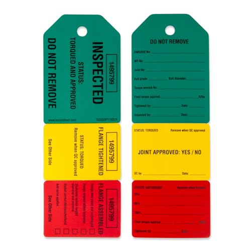 INCOM Manufacturing Numbered 3-Stage Flange Management Tags, Heavy Duty All-Weather DuraPly™, 2.75 inch x 7.9 inch, 100 Pack, TG8033PT100CN