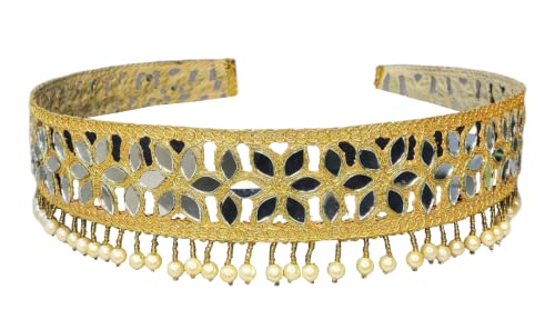 Duchess Golden Mirror Work Embroidered Saree Belt For Women2