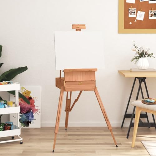 Caballete de madera de haya maciza, 81 x 121 x 173 cm, caballete para lienzo de hasta 86 cm, caballete de pintura ajustable para artistas, estudiantes y presentaciones