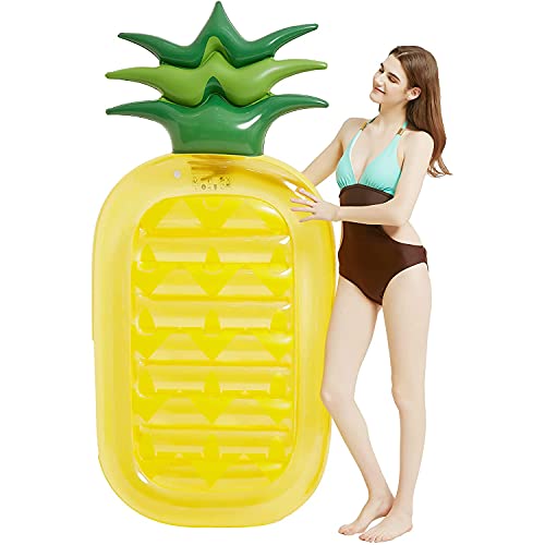 Aikchi Tumbona inflable de la piscina de la piña, balsa inflable de la piscina, juguetes de la piscina para adultos (amarillo) Cover