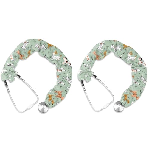 Uorisanigo Stethoscope Accessories Stethoscope Cover Cartoon Dog 2 Pack Stretchy Stethoscope Cover Sleeve for Nurses Doctor Stethoscope Protective Cover Soft Tube Shape Fabric