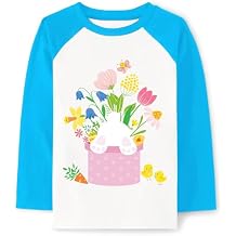 Tkria Boys Girls Easter Shirt Toddler Bunny Egg Hunt T-Shirt Raglan Long Sleeve Monster Truck Eggs Cavator Top for Kid 2-10T