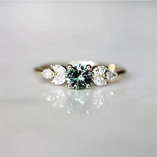 Sdouefos Anello Di Fidanzamento Da Donna Placcato Oro 18 Carati Con Smeraldo Sintetico Quadrato, 9, Pietra Oro Argento Sterling Gemma - 3