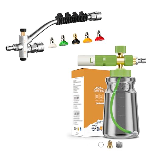 All Copper Foam Cannon & Dual Connector with 5 Spray Nozzles (Max. 4200 Psi)