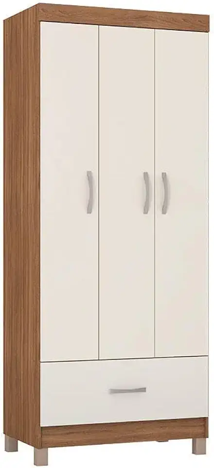 Guarda Roupa Solteiro Ambiente Prince Amêndola Touch Off White - Demóbile