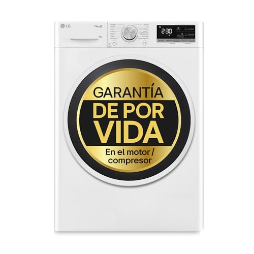 LG RH90V5AV6N - Secadora de Ropa, 9kg, Bomba de Calor Dual Inverter, Carga Frontal, Clasificación D, Serie 500 Blanca