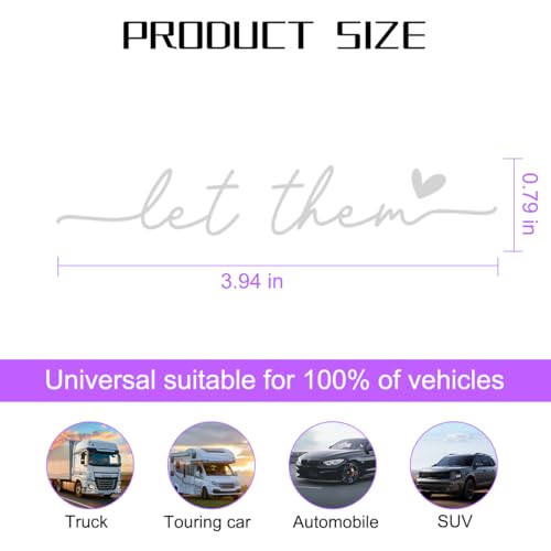 Image of Zpana Car Rearview Mirror Sticker, 3PCS Let Them Vehicle Rear View Window Decal with Heart, Positive Self Affirmation Mindfulness Automotive Bumper Protector Accessories, Universal Fit (White)