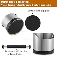 CHDEXU Abklopfbehälter für Siebträger, 700ml Klein Edelstahl Espresso Kaffee Knock Box, Abklopfschale Knock Box mit Abnehmbarer Knock Bar und Kaffeepinsel, Kaffeesatz Klopfbox mit Rutschfester Basis – Ansicht 5