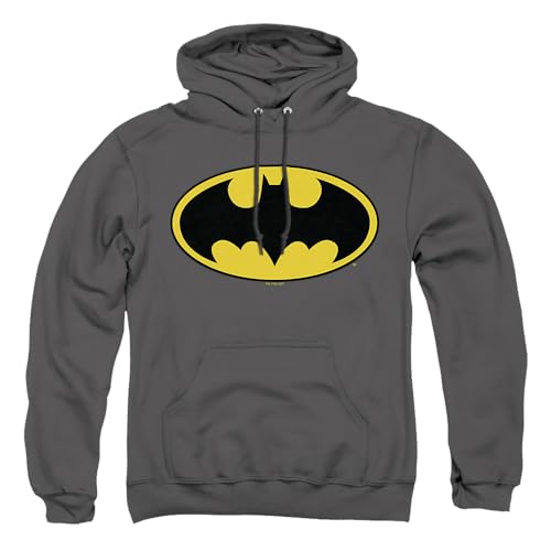 Popfunk Batman Classic Logo Pull-Over Hoodie Sweatshirt (Large) Charcoal