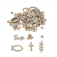 120 Coriandoli In Legno Per Battesimo E Comunione - Forma Di Colomba, Croce E Cuore - Decorazioni Tavolo Fai Da Te - 2