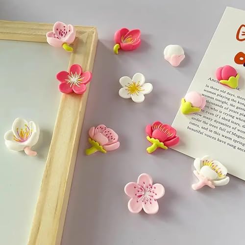 12 imanes decorativos magnéticos flor rosa para nevera miniatura 2