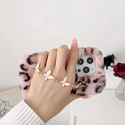 Sött rosa leopardfodral med fjärilar för iPhone 6/7/8 Plus