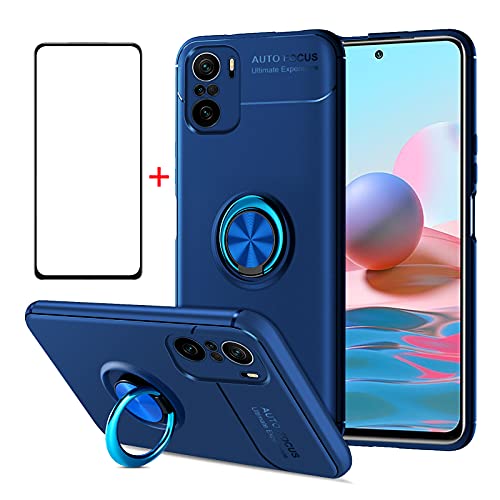 Coque Xiaomi Redmi 10 4G verre trempé bleu protection antichoc carbone
