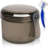 Mckkor Denture Bath Case Box, Leak Proof Denture Cups for Soaking Full & Partial Dentures, Retainers,Dishwasher safe,with Hard Denture Brush &...
