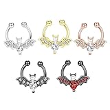 XFSRG 5 Piezas Set de Anillos de Nariz Pinchazo Anillo de Nariz ala Murciélago con Circonita Acero Inoxidable Hipoalergénico Halloween Joyería Piercing Tabique